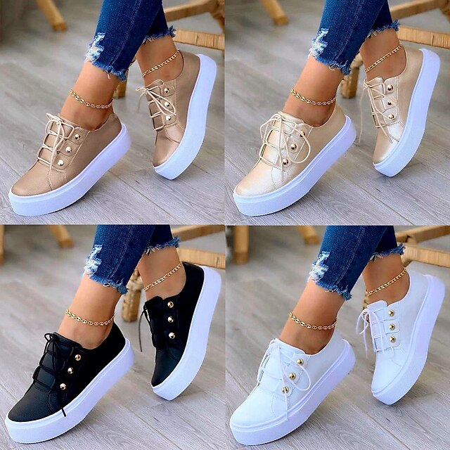 Women's Sneakers Plus Size Canvas Shoes White Shoes Outdoor Daily ...