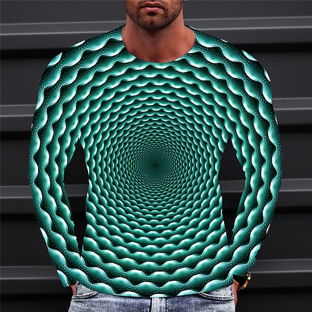 Optical Illusion Mens 3D Shirt For Party | Green Summer Cotton | Men'S ...
