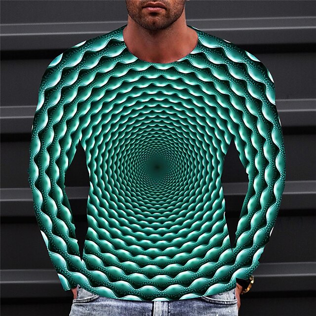 Men's T shirt Tee Tee Graphic Optical Illusion Geometic Crew Neck ...