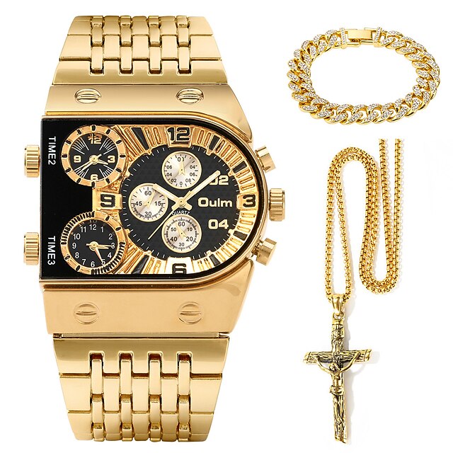 Oulm Men Quartz Watch Set Business Men's Wrist Watch Gift Set Luxury