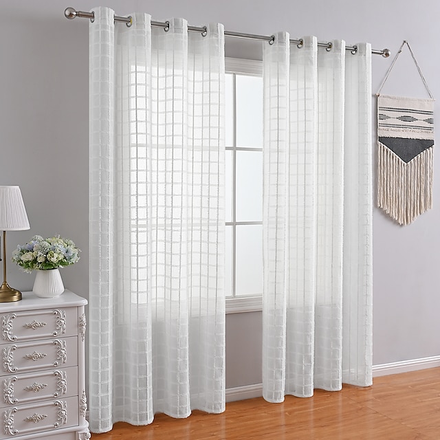 Plain / Solid Sheer Curtains Shades Window Treatment Collection(Drapes ...