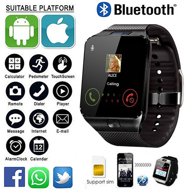  dz09 professional smart watch 2g sim tf kamera wasserdicht armbanduhr gsm telefon große kapazität sim sms für android für telefon