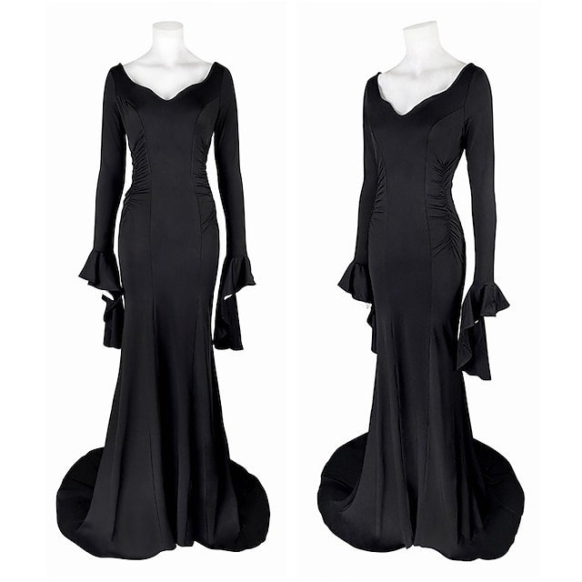  Keskiviikko Addams Addamsin perhe Morticia Addams Mekot Muoti Elokuva-cosplay for Naisten Aikuisten Naamiaiset