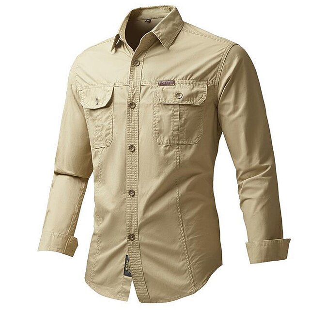 Men's Shirt Button Up Shirt Casual Shirt Summer Shirt Work Shirt khaki ...