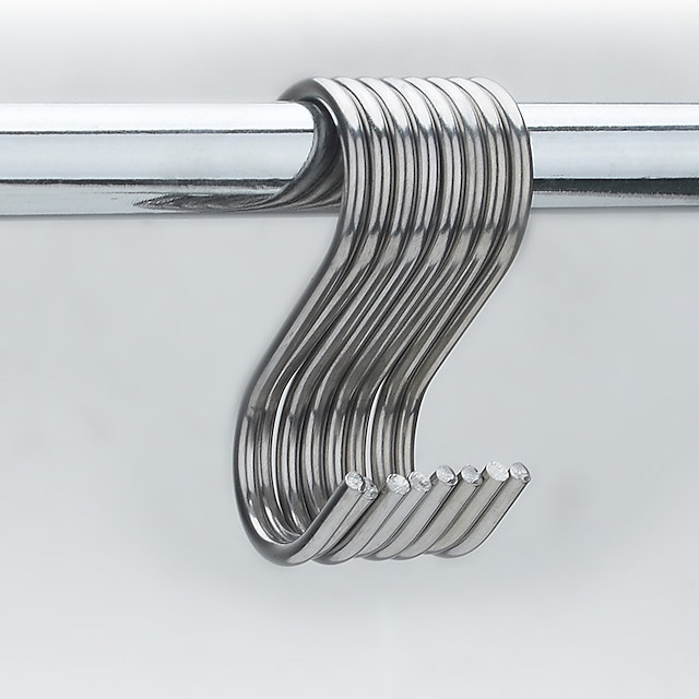  10 buc cârlig solid în formă de S din oțel inoxidabil cârlig pentru aparate de bucătărie cârlig din oțel inoxidabil în formă de S cârlig bară transversală