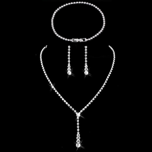  Conjuntos de joias de noiva 3pçs Liga 1 Colar 1 Bracelete Brincos Mulheres Personalizada à moda Artistíco Clássico Precioso Irregular Conjunto de jóias Para Natal Rua Carnaval
