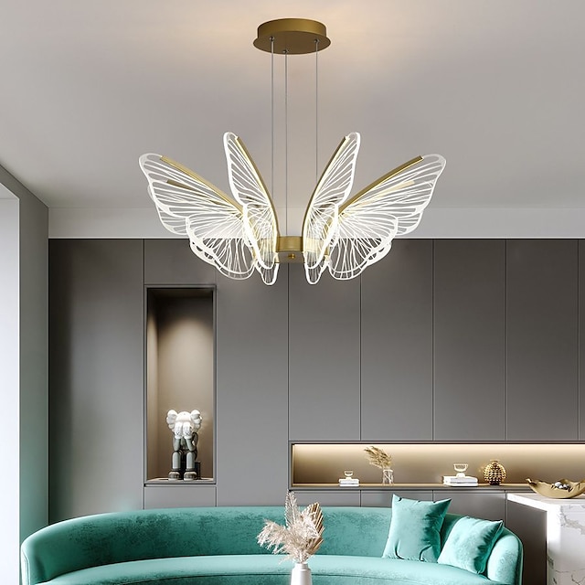  светодиодный подвесной светильник в виде бабочки, 68 см, одиночный дизайн, металлический светодиод, скандинавский стиль, 220-240 В