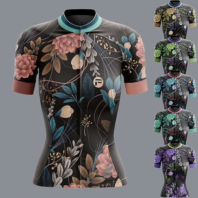 Women's Cycling Jersey Graphic Floral Botanical Funny Short Sleeve Bike Jersey Top with 3 Rear Pockets Mountain Bike MTB Road Bike Cycling Fast Dry Soft Back Pocket Comfortable Sports Black Yellow 10