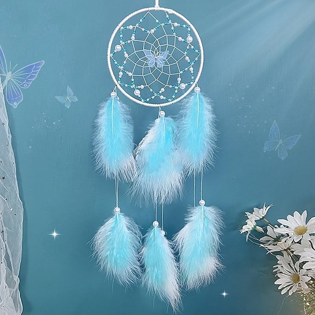 Butterfly Dream Catcher Handmade Gift Feather Hook Flower Wind Chime ...