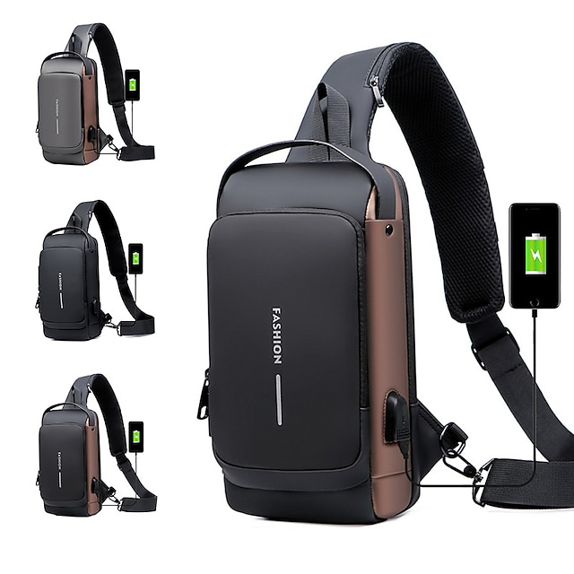  anti-tyveri computertaske med usb-opladningsport vandtæt og ridsefast rygsæk bærbar brysttaske