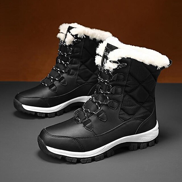 Women's Boots Snow Boots Winter Boots Outdoor Color Block Solid Colored ...