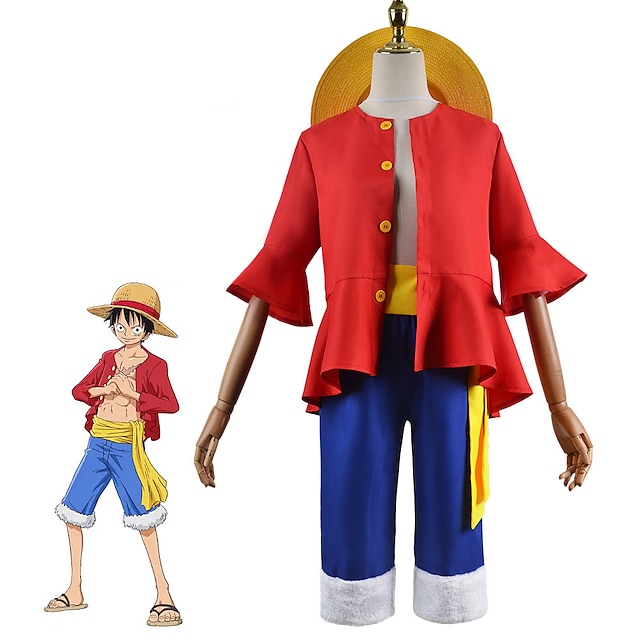  Inspirat de One Piece Film: Roșu Monkey D. Luffy Anime Costume Cosplay Japoneză Halloween Costume Cosplay Costum Pentru Bărbați