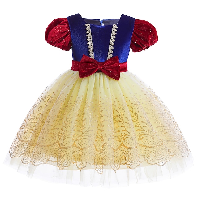  Snow White and the Seven Dwarfs Snow White Fairytale Princess Flower Girl Dress Theme Party Costume Tulle Dresses Girls' Movie Cosplay Halloween Blue Dress Carnival Masquerade World Book Day Costumes