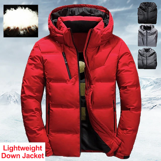 Men's Puffer Jacket Winter Autumn / Fall Down Thermal Warm Windproof Breathable Lightweight Black Red Dark Gray Vest 13