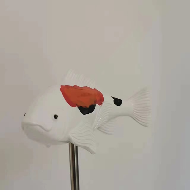Koi Fish Decor Garden,Garden Koi Fish Sculptures Ceramic with Stake, Koi Fish Garden Sculptures
