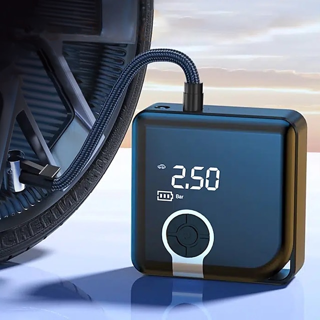  hordozható mini autó felfújó frissítés dupla hengeres digitális újratölthető gumiabroncs pumpa motorkerékpárokhoz, e-bike-okhoz, autókhoz, kerékpárokhoz, labdákhoz