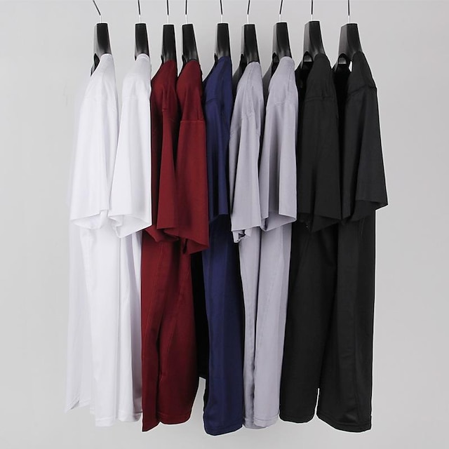  Per uomo Maglietta Manica Corta Scollo a V Estate Primavera Colore Solido / Tinta Unita Senza cuciture Essenziale Casual Casuale Quotidiano Rosso bordeaux Nero Bianco Maglietta Top per Uomo