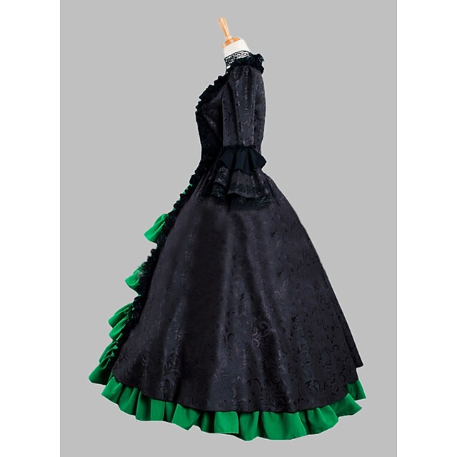 Ball Gown V-Neck 3/4 Length Sleeves Floor-Length Rococo Victorian Party Costume Masquerade Cosplay Prom Dress