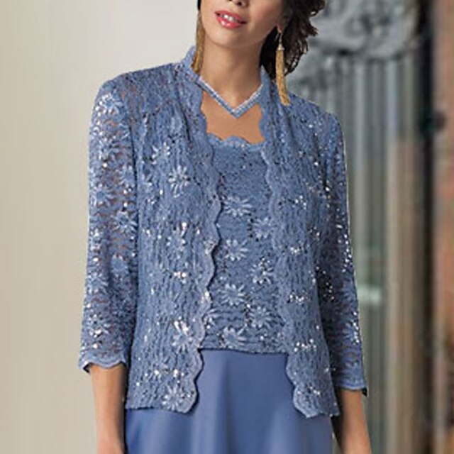 Shawl & Wrap Wedding Guest Women's Wrap Mother's Wraps Pure Elegant Sun Protection 3/4 Length Sleeve Lace Fall Wedding Wraps With Pure Color For Party Evening All Seasons3