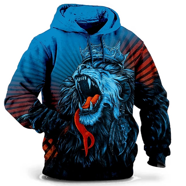 Men's Pullover Hoodie Sweatshirt Graphic Prints Wolf Front main image 1