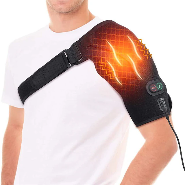Heated Massage Shoulder Brace With 3 Vibration And Heating Settings Supports Adjustable Heated ShoulderPads for Rotating Cuffs Freezing Shoulder Dislocation Or musclePain Relief Supports 10