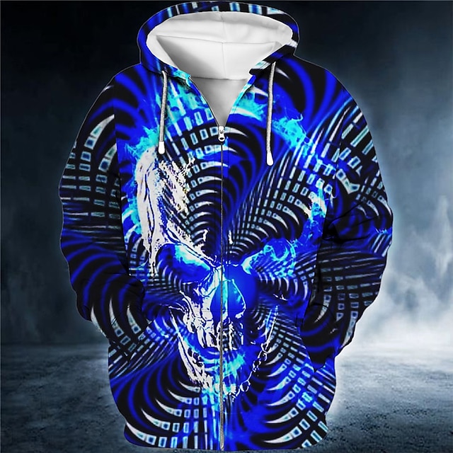  Voor heren 3D Print Grafische prints Trui met capuchon Hoodies Sweatshirt Hoodie met volledige rits Lange mouw Sweatshirt met capuchon Capuchon Streetwear 3D-afdrukken Sport & Outdoor Dagelijks Sport