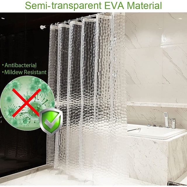 EVA Clear Shower Curtain Liner, Water Repellent Shower Curtain for Bathroom Shower Stall, Water