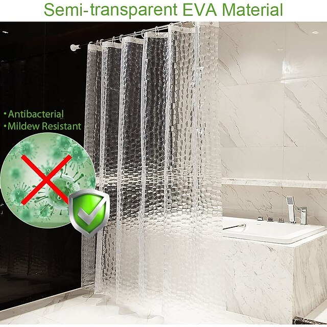 EVA Clear Shower Curtain Liner, Water Repellent Shower Curtain for