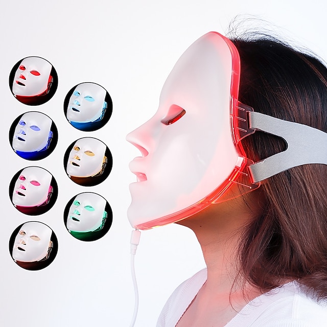  LED Facial Mask Beauty Skin Rejuvenation Photon Light 7 Colors Mask Therapy Wrinkle Acne Tighten Skin Tool Facial Machiner