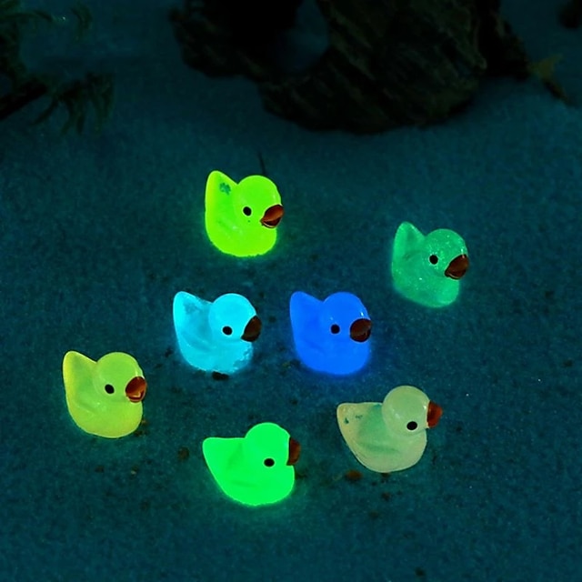 30pcs Mini Luminous Ducks Cute Resin Ducks Glow In The Dark Miniature Ornament Tiny Ducks For 3747