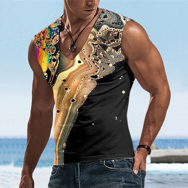 Men's Vest Top Graphic Abstract V Neck Clothing Apparel 3D Print Daily