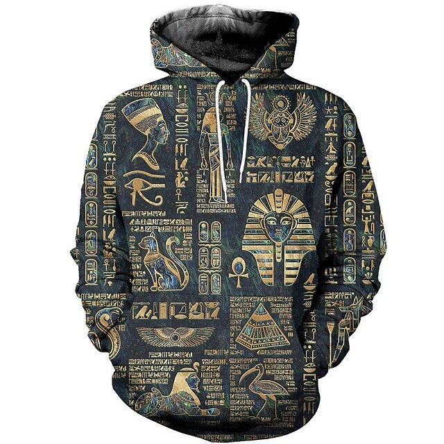 Ancient Egyptian Deities Pharaoh King Tut Hoodie Cartoon Manga Anime 3D Front Pocket Graphic For Couple's Men's Women's Adults' 3D Print3