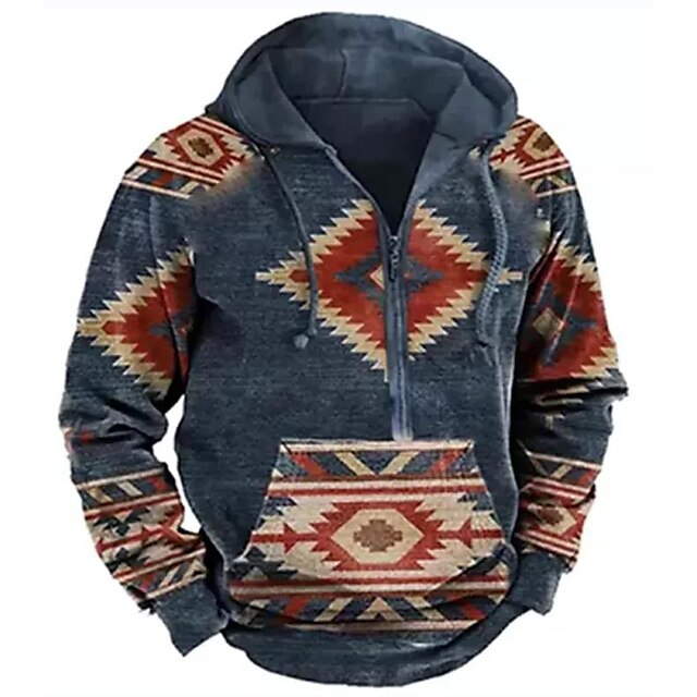 Men's Pullover Full Zip Hoodie Blue Yellow Red Brown Brown 2 Hooded ...