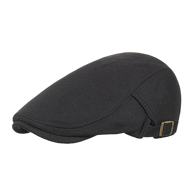 Men's Flat Cap Newsboy Cap Cabbie Cap Newsboy Hat Black Dark Navy Cotton 1920s Fashion Modern Contemporary Gentle Outdoor clothing Casual Daily Plain Classic 13