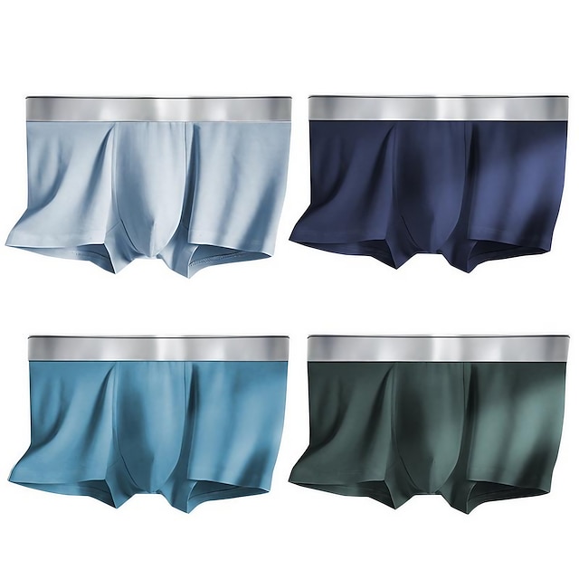  Men's 1PC Boxer Briefs Underwear Basic Ice Silk Solid / Plain Color S9 s10