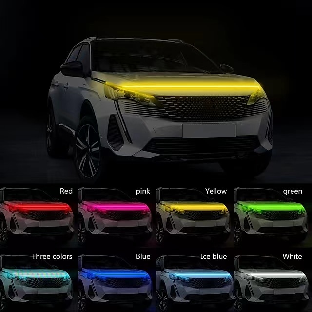  led bilhuvljus bilstrålkastare varselljus flexibel app styr dekorativa atmosfärslampor
