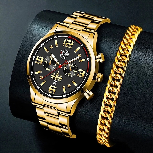  Deyros Uhren für Herren, Business-Luxus-Edelstahl-Quarz-Armbanduhr, modische Herren-Sportarmbanduhr, leuchtende Uhr