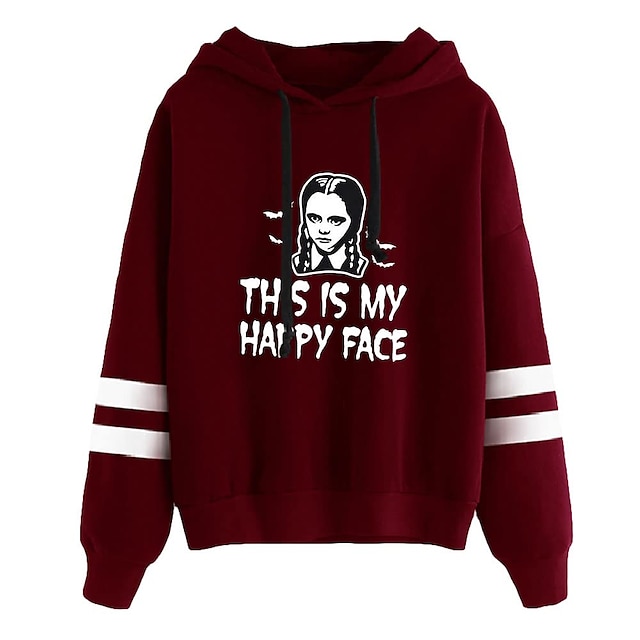  Wednesday Addams Addams family This is my Happy Face Hoodie Anime Cartoon Anime Graphic For Couple's Men's Women's Adults' Hot Stamping Casual Daily