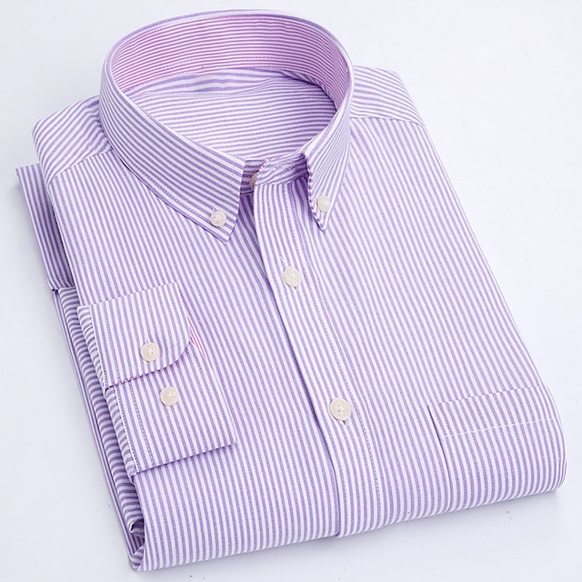 Men's Dress Shirt Striped Shirt Button Down Shirt Blue Sky Blue Dusty ...