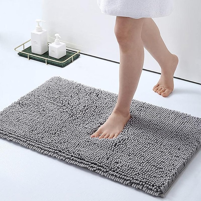  Luxury Chenille Bath Rug, Extra Soft and Absorbent Shaggy Bathroom Mat Rugs, Machine Washable, Non-Slip Plush Carpet Runner for Tub, Shower, and Bath Room