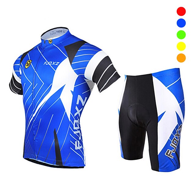  FJQXZ Men's Cycling Jersey with Shorts Short Sleeve Mountain Bike MTB Road Bike Cycling Dark Grey Yellow Red Patchwork Bike 3D Pad Breathable Ultraviolet Resistant Quick Dry Sports Patchwork