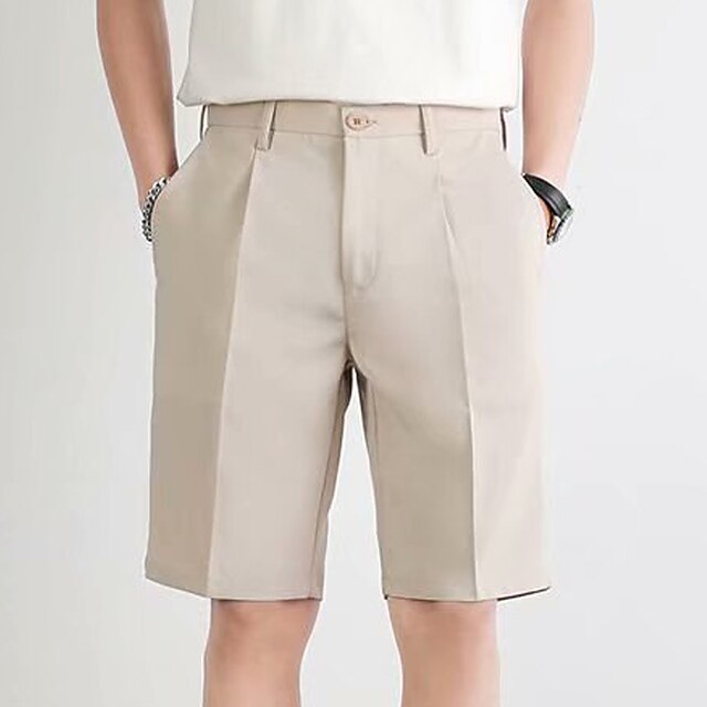 Men's Dress Shorts Bermuda shorts Work Shorts Pleated Pants Pocket Plain Knee Length Outdoor