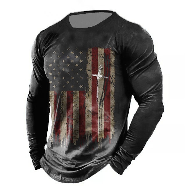 Men's T shirt Tee Distressed T Shirt Graphic Prints American Flag ...