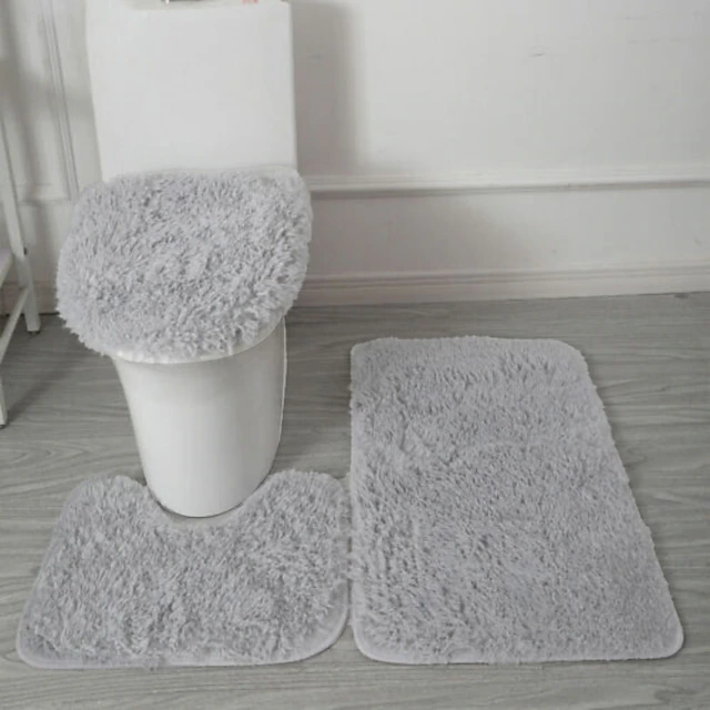 3Pcs/set Soft Solid Color Bath Mat Non-slip Non-slip Bath WC Carpets Rectangle U-shape Bathroom Toilet Rugs Floor Mat Door Mat 19