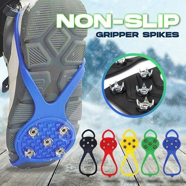  Universal Gripper Spikes Non Slip Shoe Grips Crampons 8-Crew Non-Slip Portable Shoe Cover Outdoor Snow Simple Shoe Spike Chain Gripping Claws Ice Surface Snow Crampons