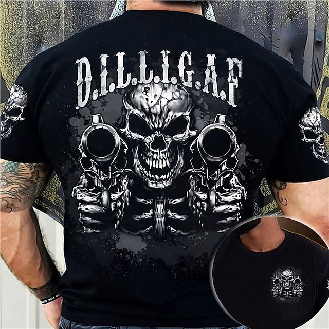  Herre Grafisk Hodeskaller T skjorte T-skjorter Kortermet T skjorte 3D-utskrift Crew-hals Skjorte Årgang Mote Designer utendørs Avslappet Daglig Svart Vår sommer Klær S M L XL 2XL 3XL