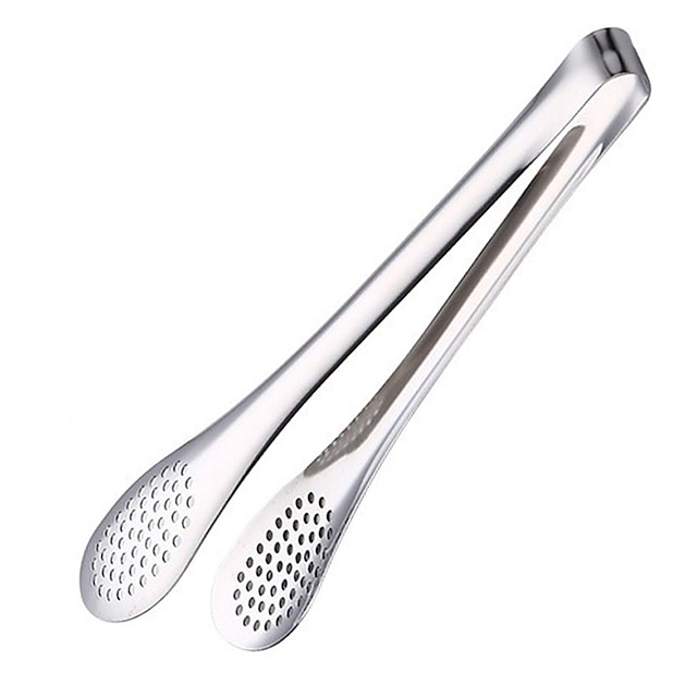  Stainless Steel BBQ Baking Kitchen Filter Food Tongs Buffet Serving Utensils for Frying Cooking Clipping Toast Bread Grilling Pastry