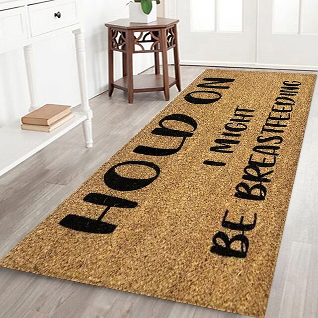 Lettering Pattern Flannel Floor Mat Fabric Printing Home Entrance