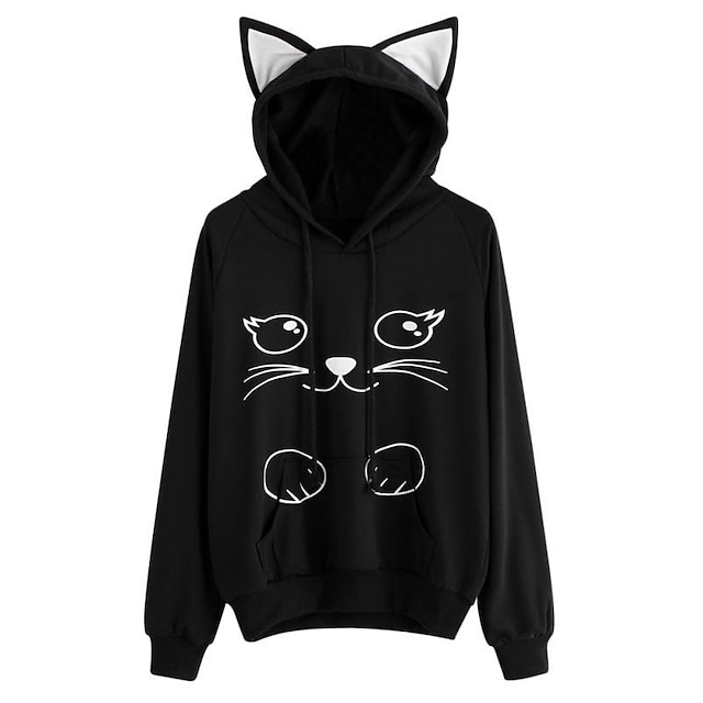 Inspirado por Animal Gato Sudadera orejas de gato Anime de gato Sudadera Para Hombre Unisexo Adulto Estampado en caliente 100% Poliéster 9415454 2022 – $19.49