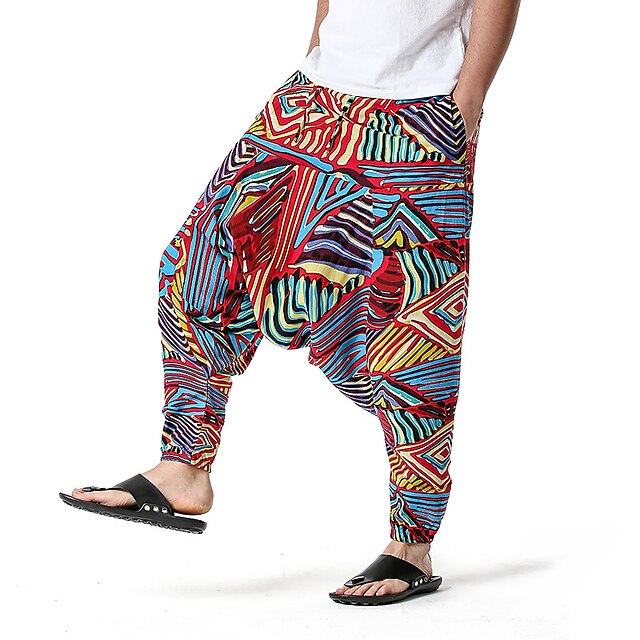 Men's Summer Pants Baggy Beach Pants Harem Pants Boho Pants Drawstring ...